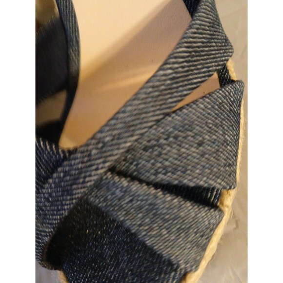 CHRISTIAN SIRIANO blue Denim Ankle Strap Espadrille Platform Wedge Heels 6.5 New - Picture 16 of 16